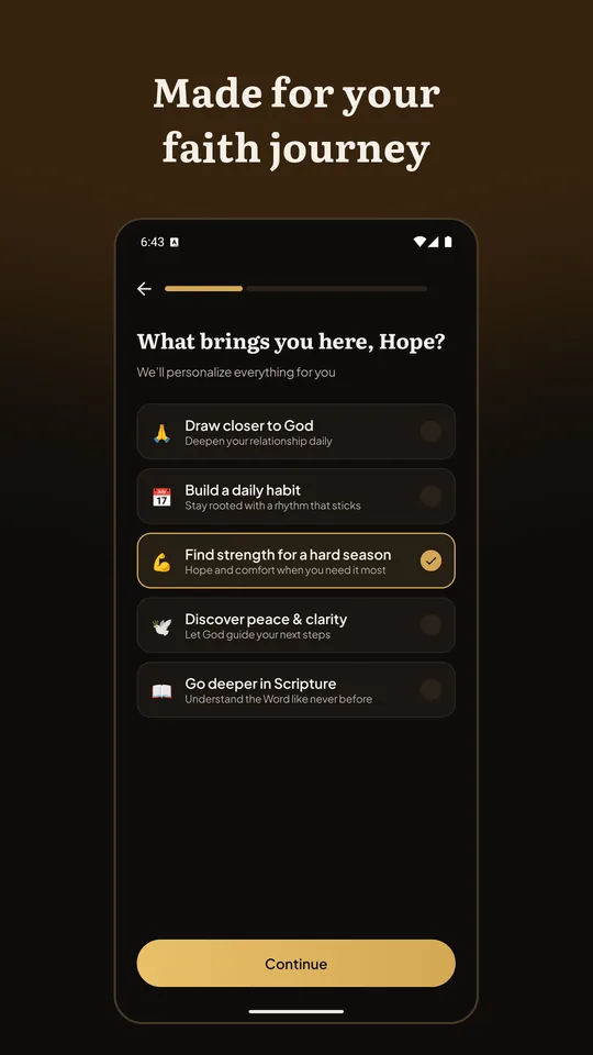 Sign-up question asking what brings you to GraceSpace