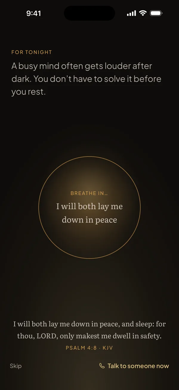 GraceSpace Pray on iPhone: breathe with one verse before a short prayer
